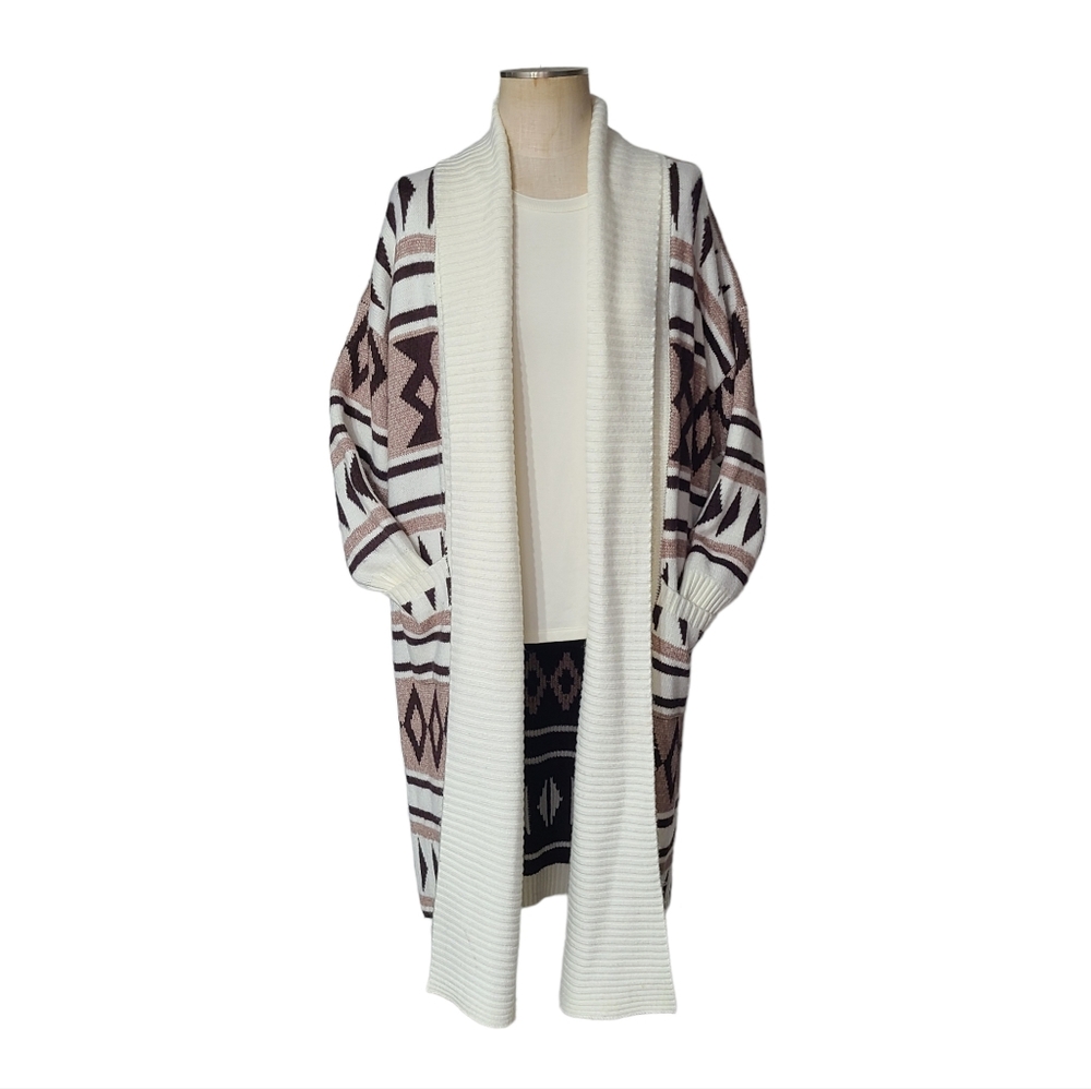 Joie Open Front Duster Sweater Cardigan Aztec - Picture 2 of 6